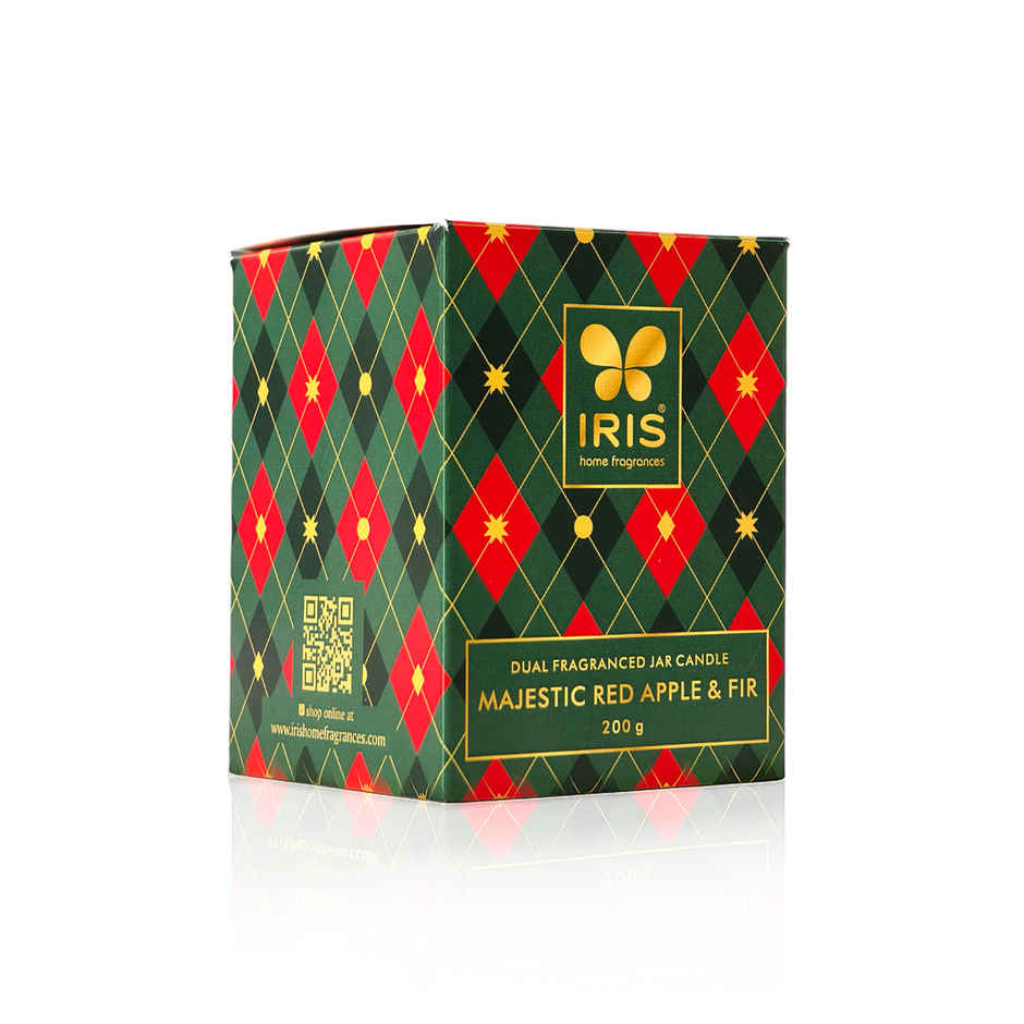 IRIS 2-in-1 Fragranced Jar Candle | Red Apple & Fir | 28 Hours Burn Time | Home Decor