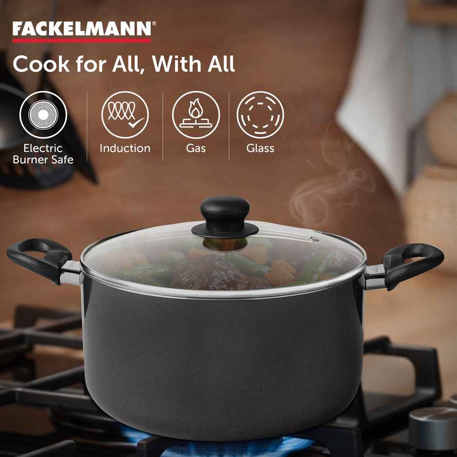 Fackelmann Quartz Nonstick Casserole w Glass Lid 28cm BPA-Free All Stoves Compatible Anti-scratch
