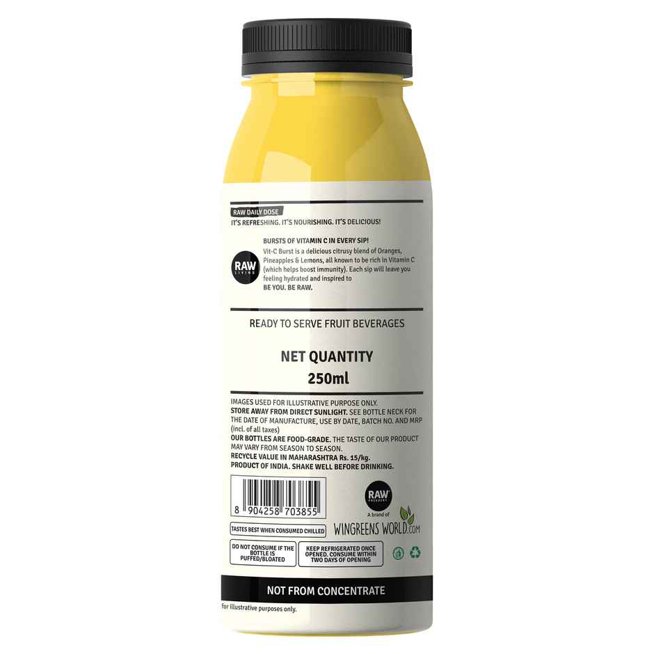 RAW Pressery VitC Burst  Pineapple, Orange & Lemon Juice  Not From Concentrate  Daily Dose