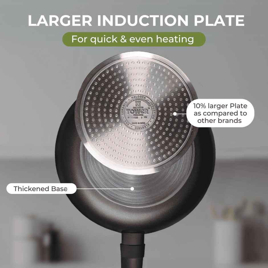 Tower Cerasure Non-Stick Tawa | 26 cm | Gas & Induction Compatible