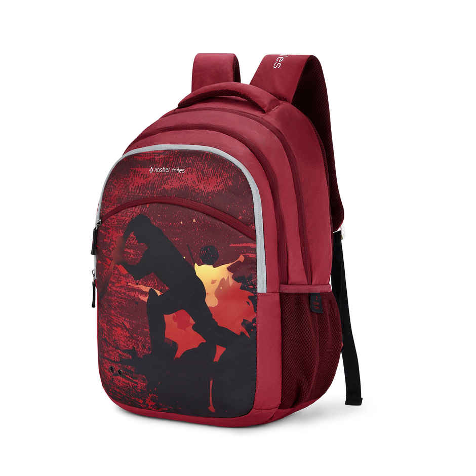 Nasher Miles Cricket Backpack- Unisex- 3 Compartment Casual College Bag- Red- 45L