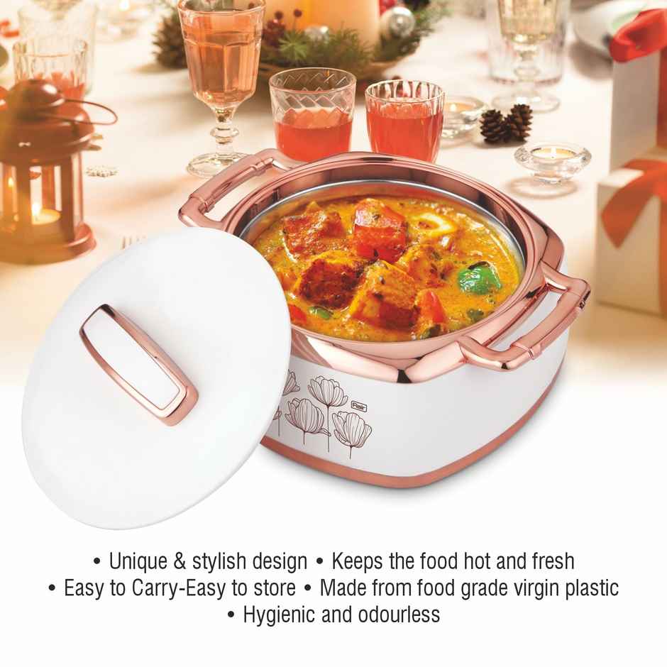 Flair Celebration Insulated Inner Steel Casserole | White - 2.5L
