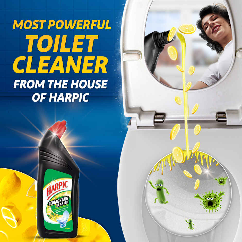 Harpic Germ & Stain Blaster Disinfectant Toilet Cleaner Liquid, Citrus,