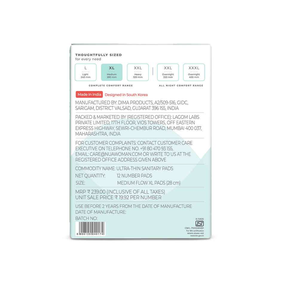 Nua Complete Comfort Pads with Disposal Cover for Medium Flow |XL
