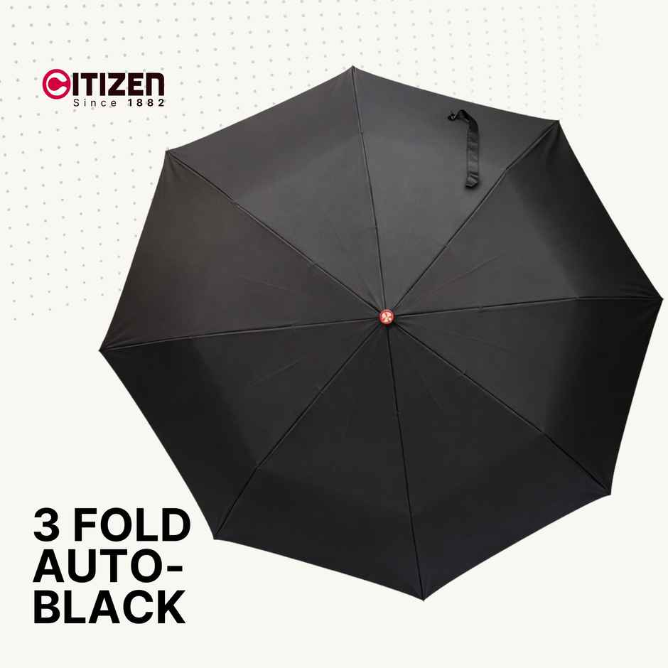 Citizen Auto Black Silver Umbrella | 22 inch | 3 Fold