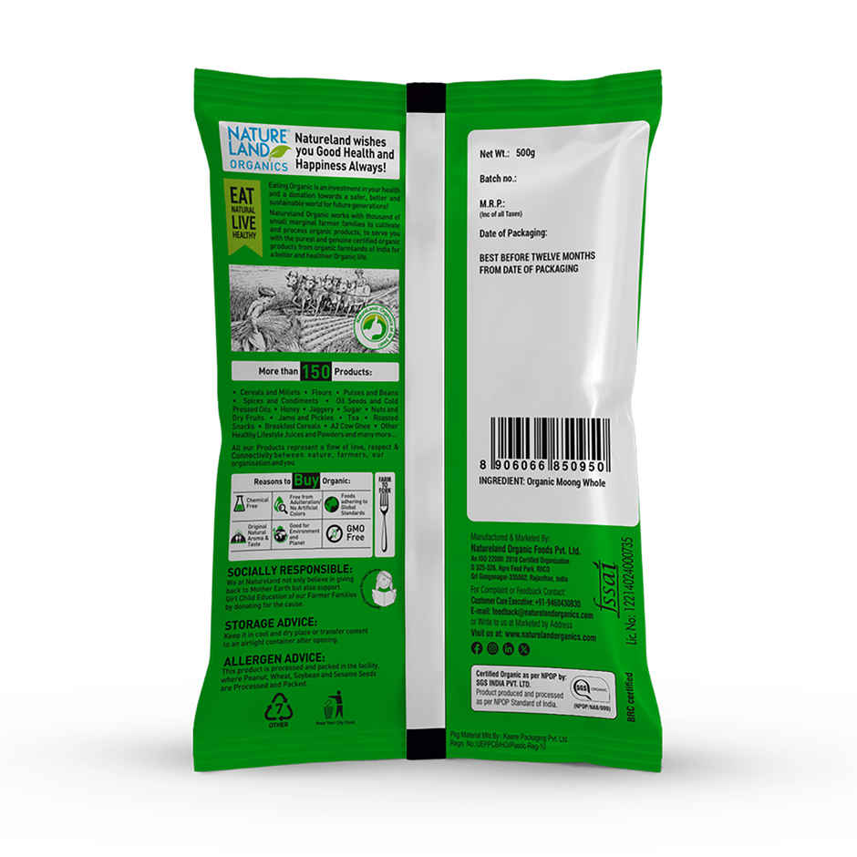 Natureland Organics Green Moong Dal Whole