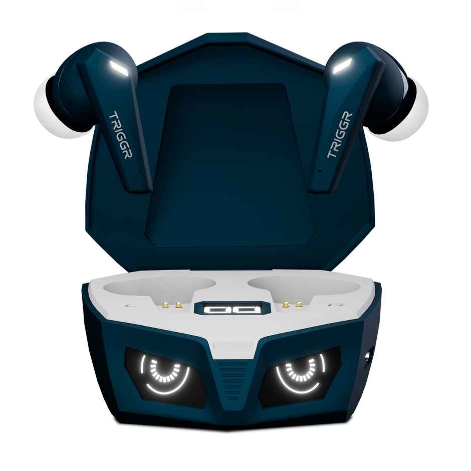 Triggr Earbuds Kraken X1 Plus | Dual Pairing | Battery Display | Quad ENC | 70Hr | Azure Blue