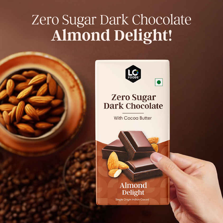 Lo Foods Almond Sugar Free Dark Chocolate Bar | Premium Cocoa Butter Healthy Chocolate