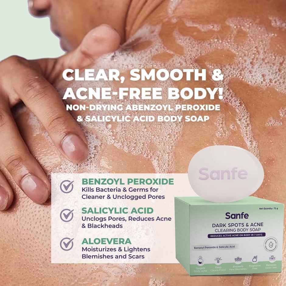 Sanfe Dark Spots & Acne Clearing Soap For Face And Body Pimple Removal Combo    