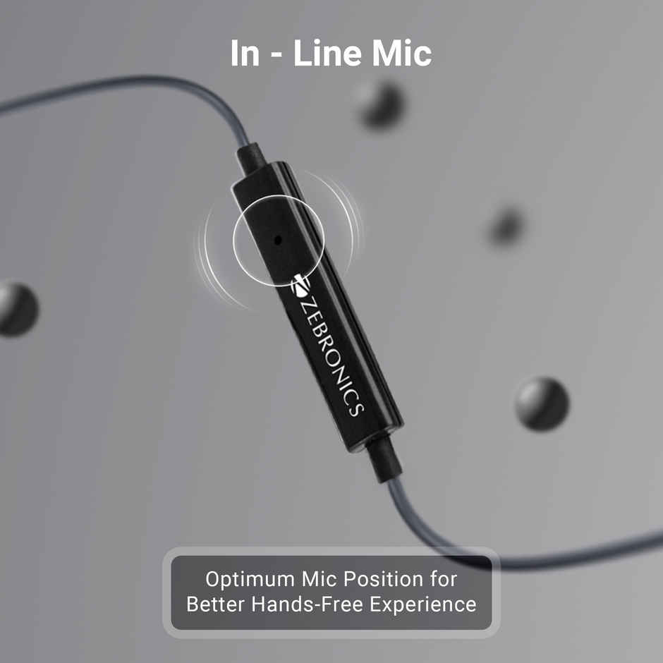 Zebronics Bro C Type C Wired Earphone, 1.2M Cable, Light Weight, In Ear Design | Black