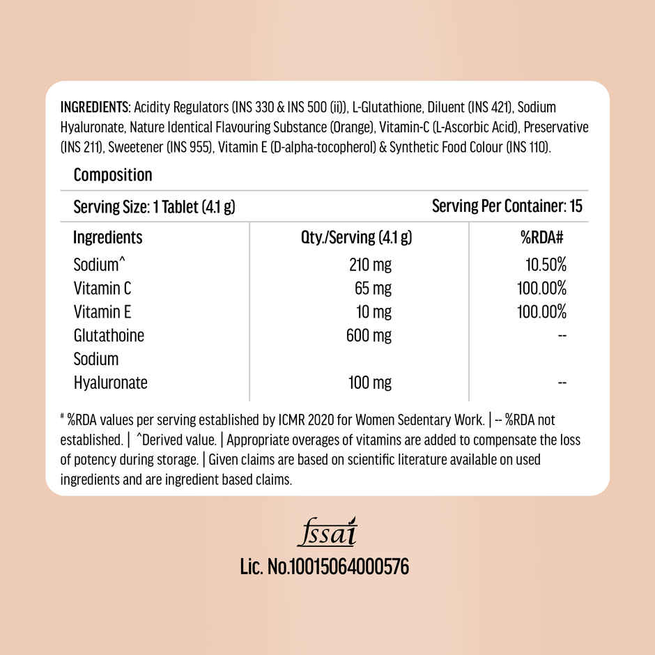 hk vitals Glutathione (Orange, 15 Effervescent Tablets)
