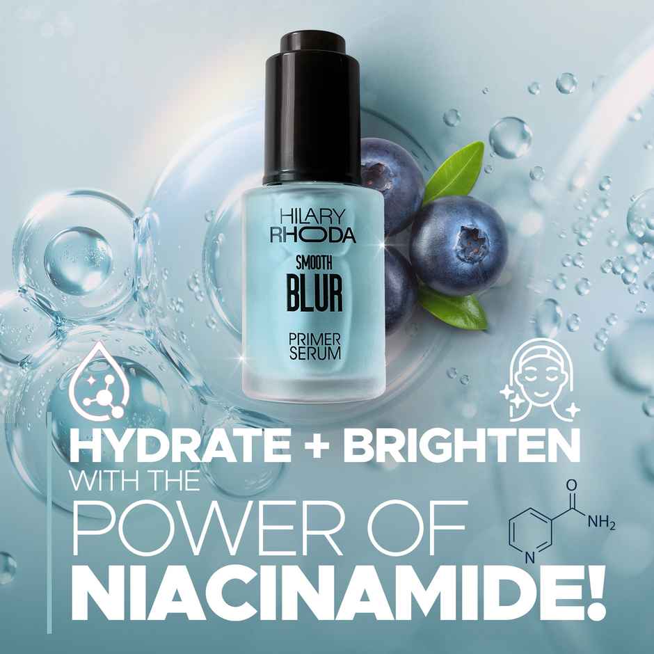 Hilary Rhoda Smooth Blur Primer Serum | Pore Minimising Serum for Face | Blueberry - Shade 02