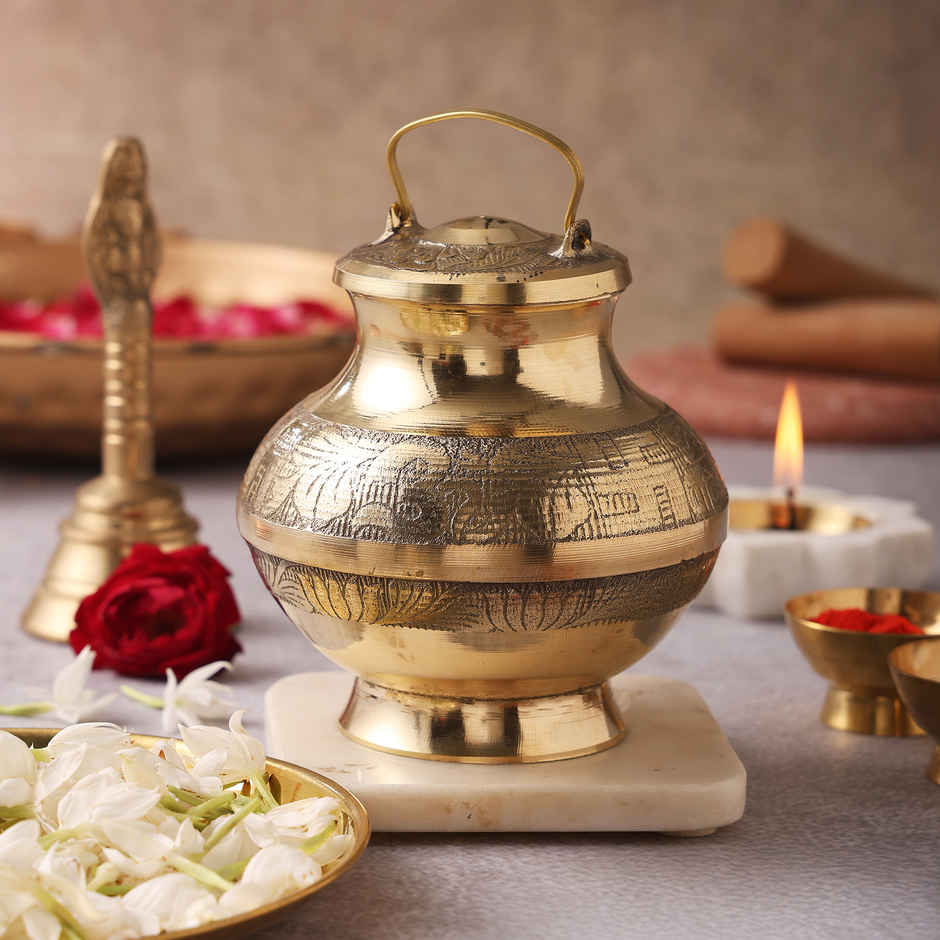 Gangajal Lota | Traditional Handcrafted Design | Brass | 300 ml | Pujashree