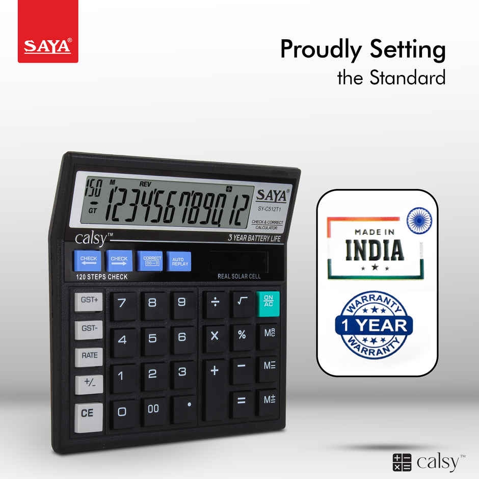 Saya Calsy Basic Check & Correct Desktop Calculator for Office, School & Home Use