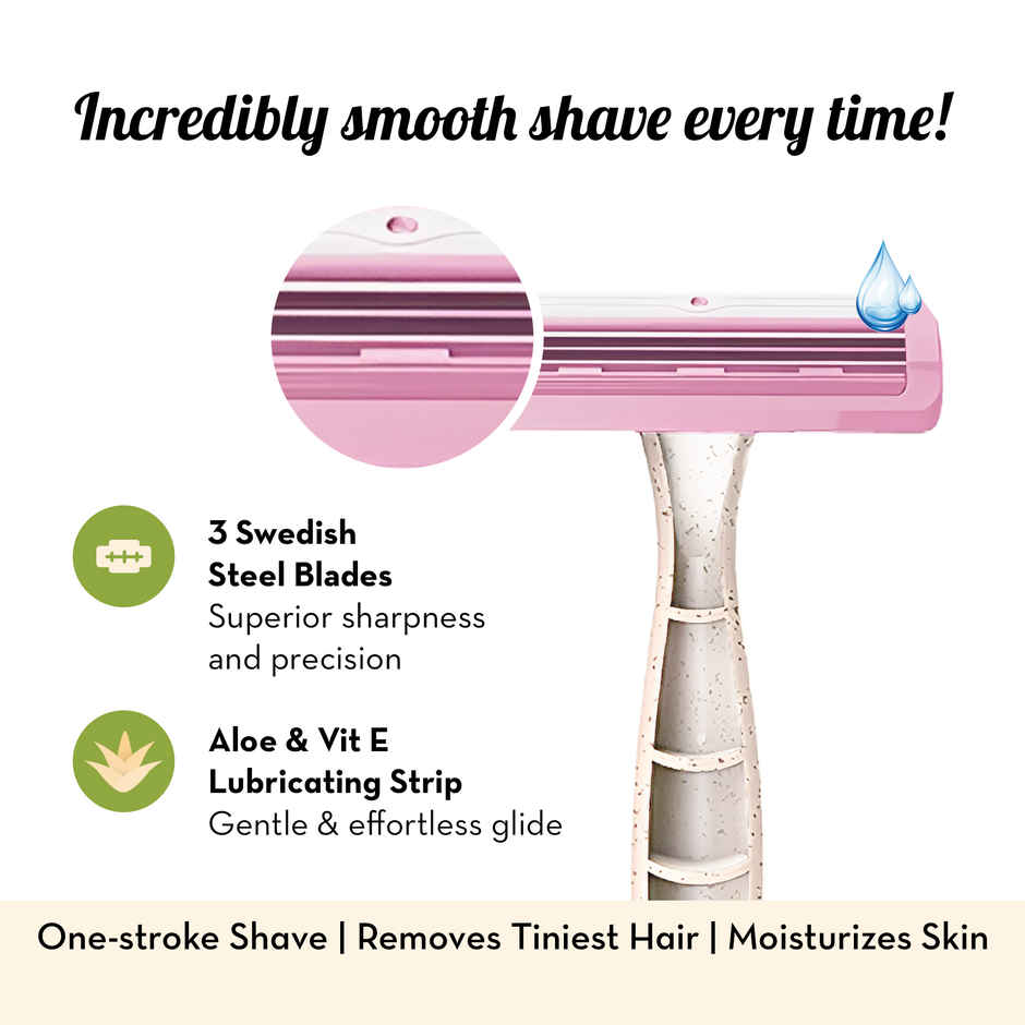 Plush Disposable Eco-Razor For Women, Get Smooth & Painless Hair Removal In Minutes