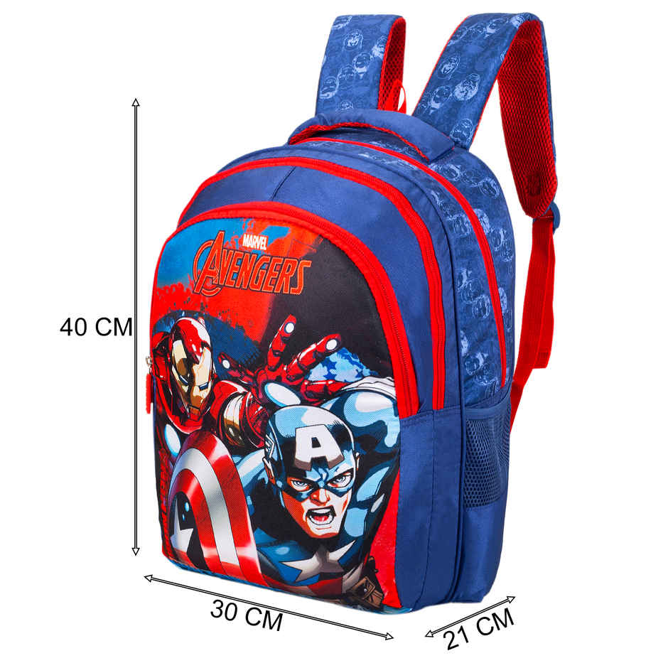 Striders Marvel Avengers School Bag for Boys Blue 16 Inch Kids Backpack with Padded Straps