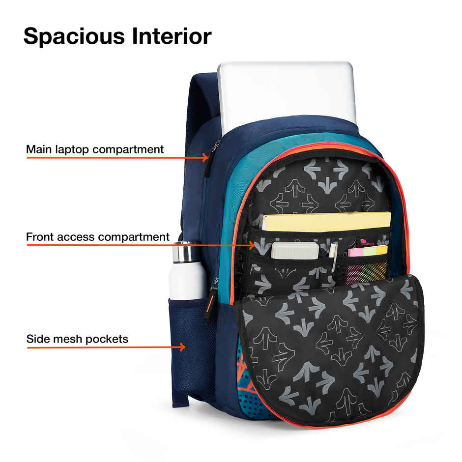 Nasher Miles Pulse Backpack- Unisex- 3 Compartment Casual College Bag- Cyan - 45L