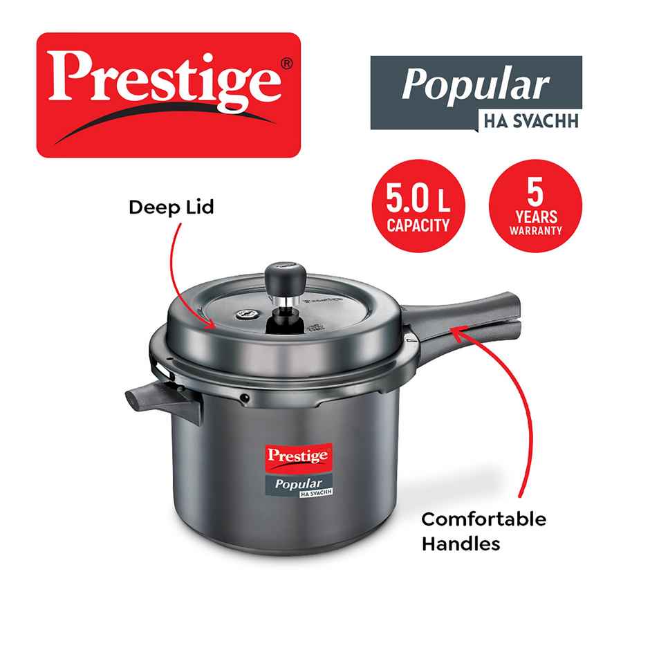 Prestige Popular Svachh Hard Anodised Pressure Cooker 5.0 L