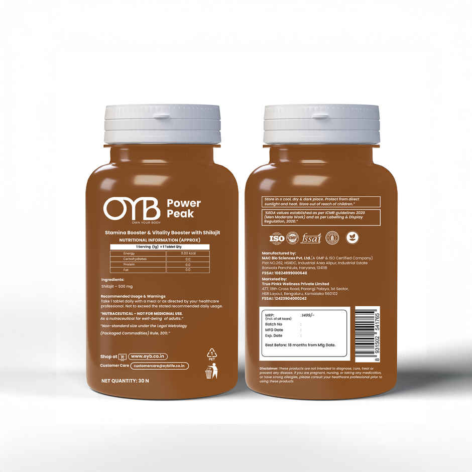 OYB Shilajit Stamina & Vitality Booster | 30 Tablets | OYB Power Peak