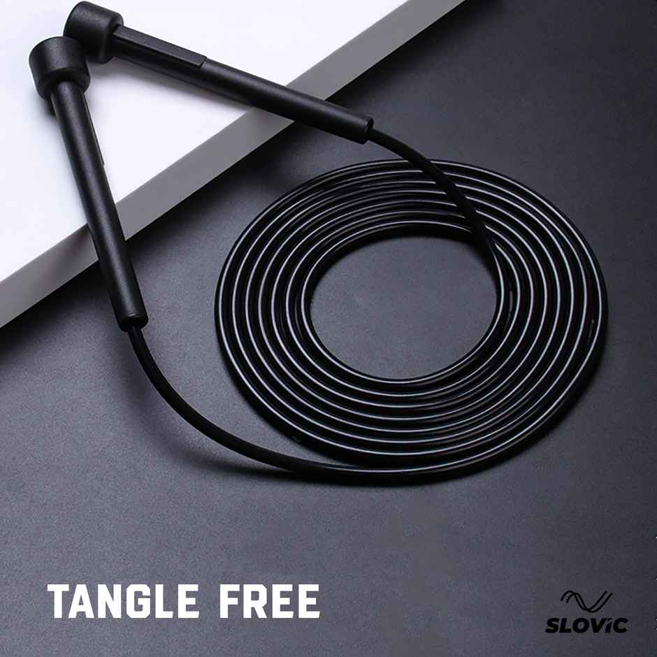 Slovic Basic PVC Skipping Rope with Memory Foam Handles | Adjustable & Easy to Use | Black