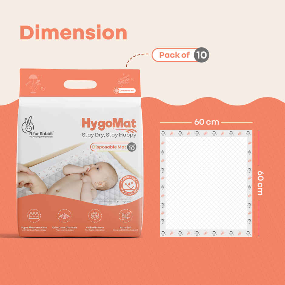 R for Rabbit Hygo Mat Disposable Mat White Bunny DMHMW01 Feeding Nursing and Nursery