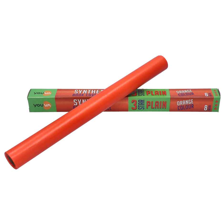 Navneet Youva Synthetic Cover Rolls Plain 3 Star 8 Meters Length X 35.5 Cm Height Orange
