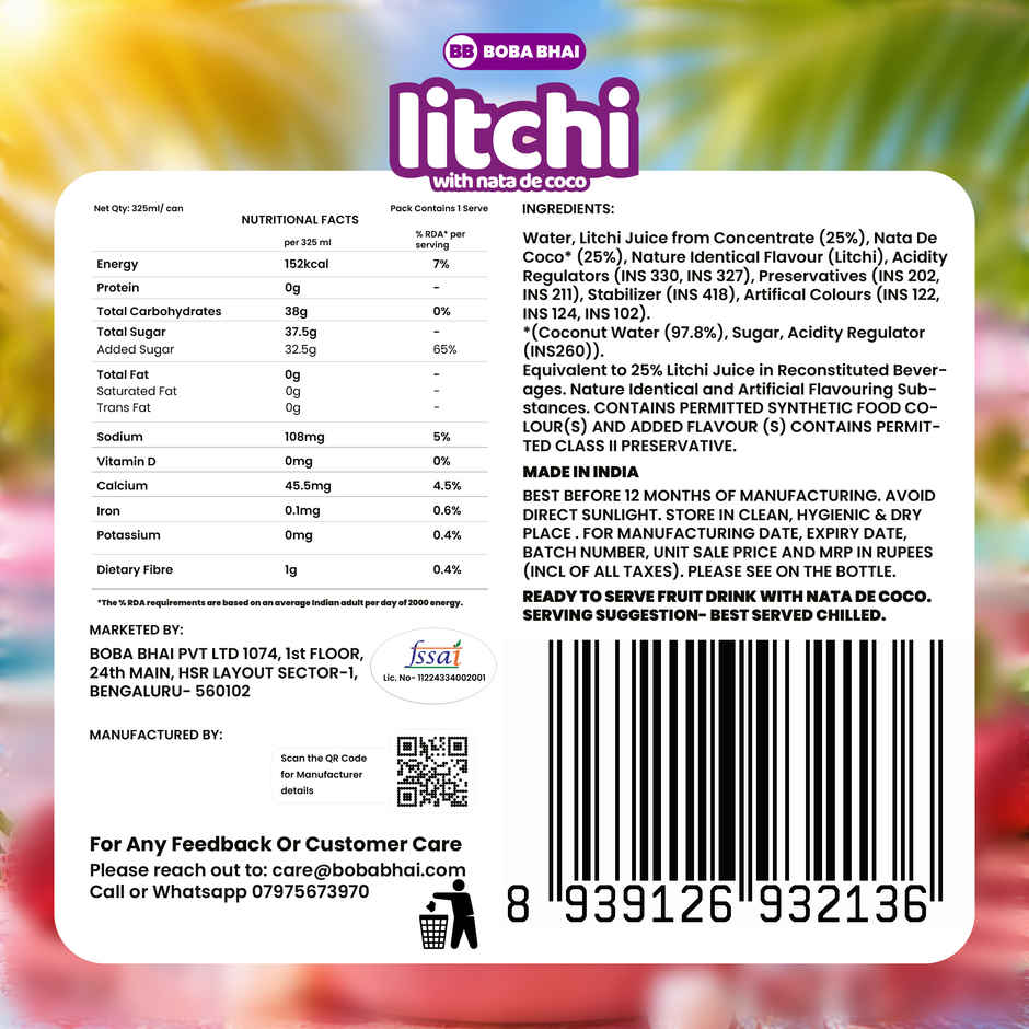 Boba Bhai Litchi with Nata de Coco