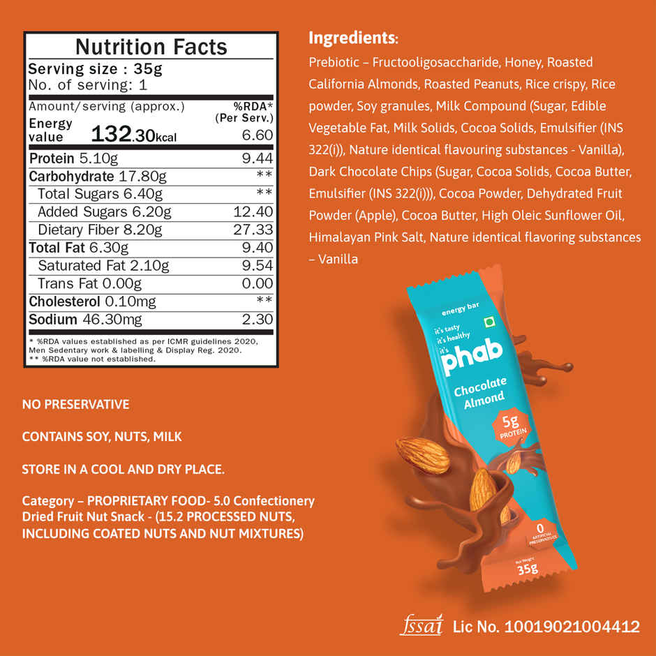 Phab 5g Protein Energy Bar - Chocolate Almond