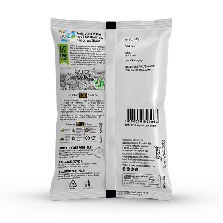 Natureland Organics Urad Whole