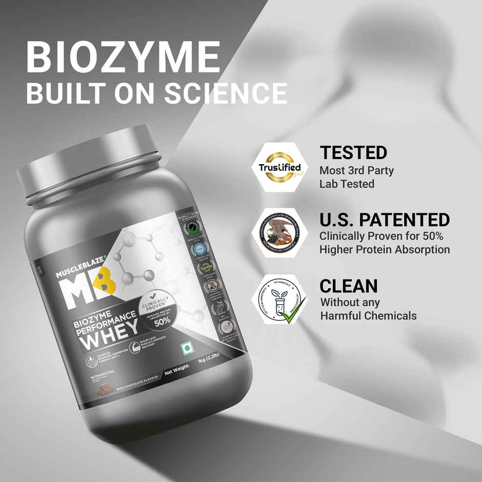 MuscleBlaze Biozyme Performance Whey Protein Powder (Rich Chocolate)