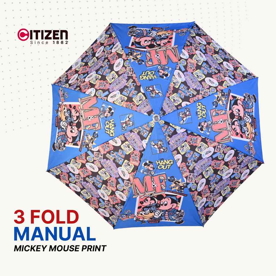 Citizen Manual Kids Umbrella Mickey Mouse Print | 21 inch | 3 Fold