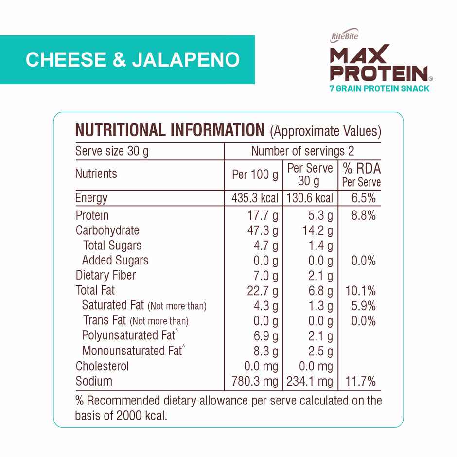 RiteBite Max Protein Cheese & Jalapeno 10 G Multigrain Protein Chips, Healthy Snacks & Munchies