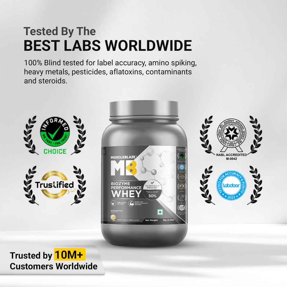 MuscleBlaze Biozyme Performance Whey Protein Powder | French Vanilla Creme