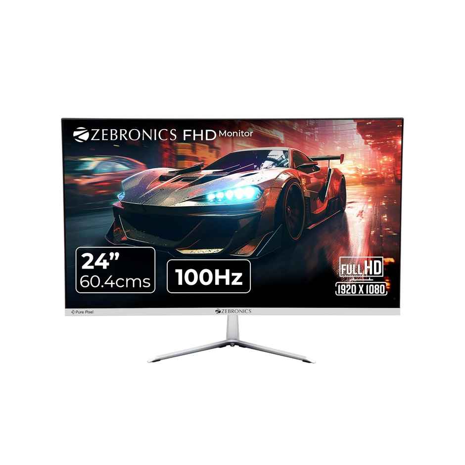 Zebronics A24 FHD LED 24" Monitor | 1920x1080 | 240 Nits | HDMI & VGA | Speakers | Slim Bezel