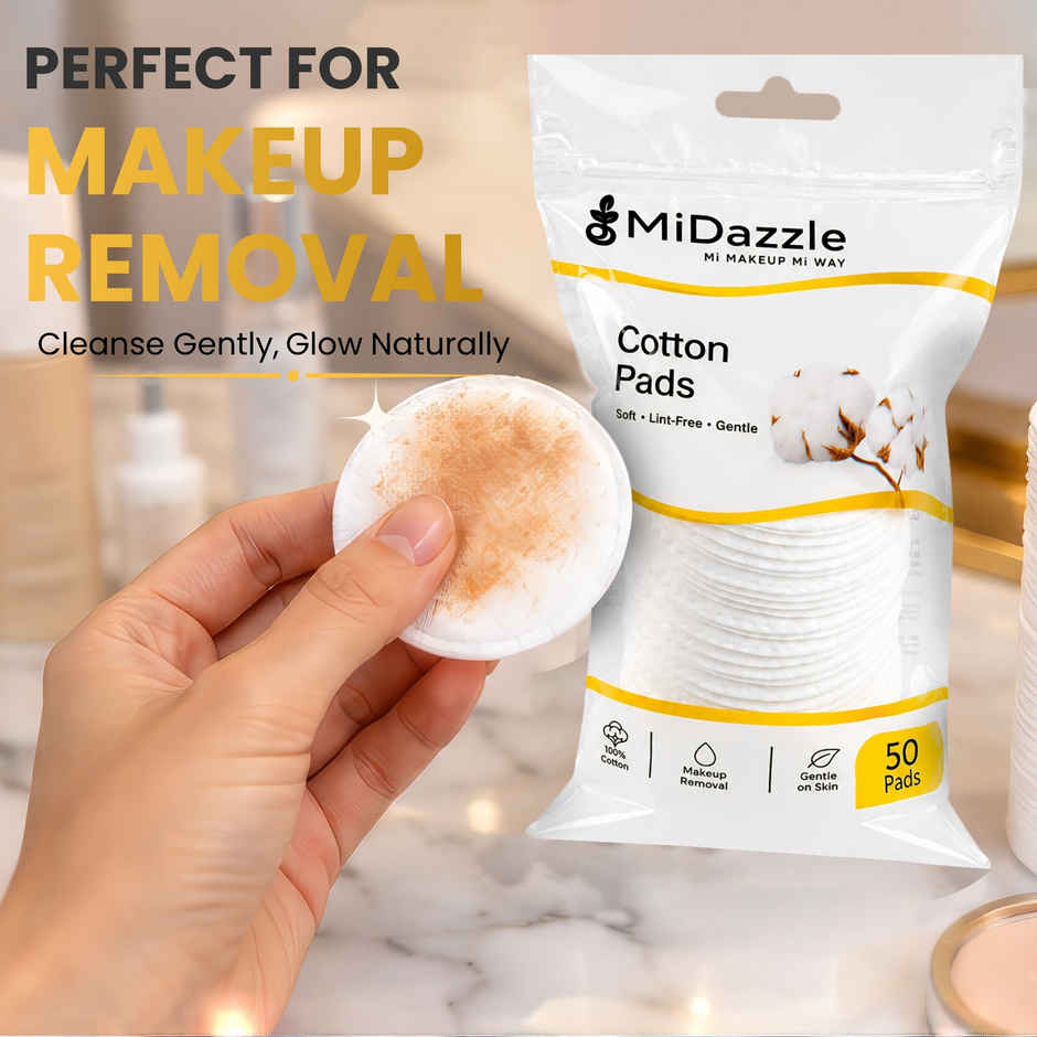 Midazzle Cotton Pads for Makeup Remover & Face Cleansing | Pack of 50 | MICP3501