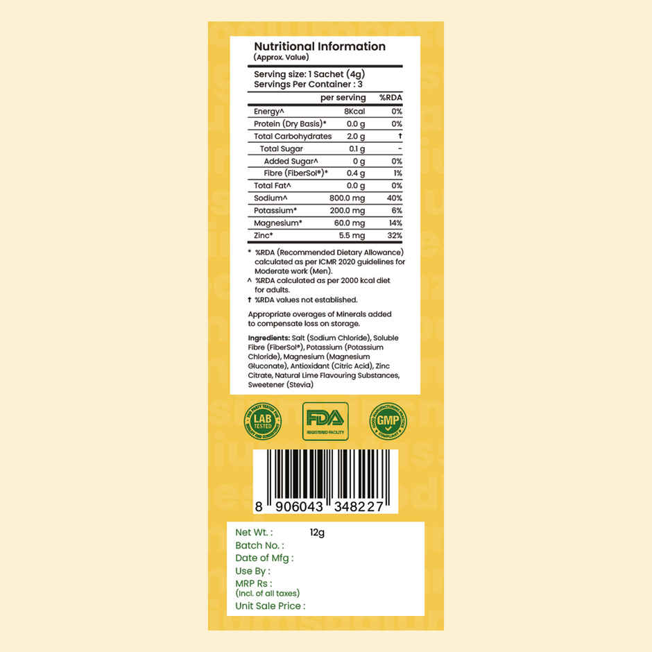 Supply6 Salts | Electrolyte Mix | Sodium, Potassium, Magnesium, Zinc, Fiber | Lime