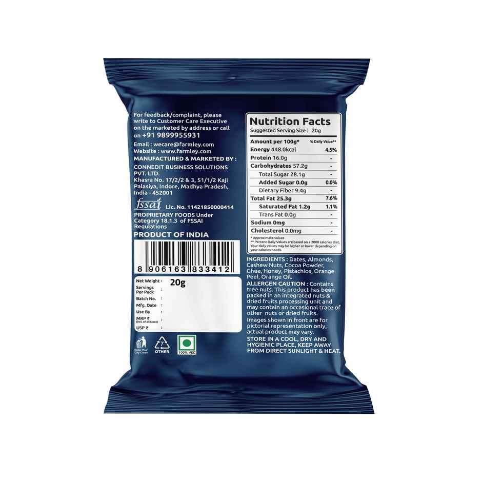 Farmley Choco Orange Chocolate Date Bites | No Added Sugar 