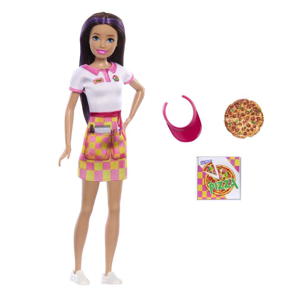 Barbie Skipper Doll With Accessories - Pizzeria Waitress Doll With Pizza and Takeout Box
