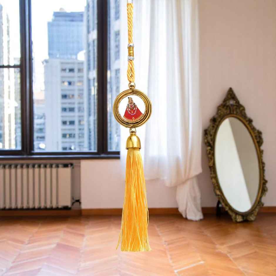 Divine Vibes Round Shape Rotational Dual Side Khatushyam Ji Decorative Car Hanging