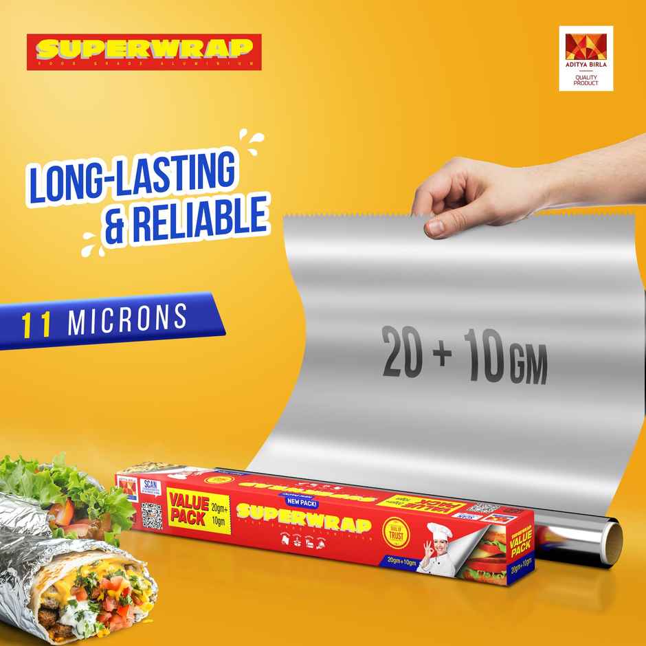 Hindalco Super Wrapp Aluminium Foil | 20 g + 10 g | Pack Of 3