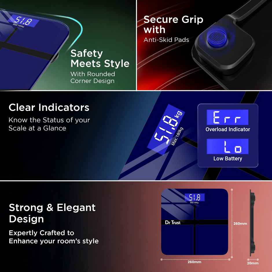 Dr. Trust Executive Rechargeable Digital Electronic Weight Machine and Body Weighing Scale