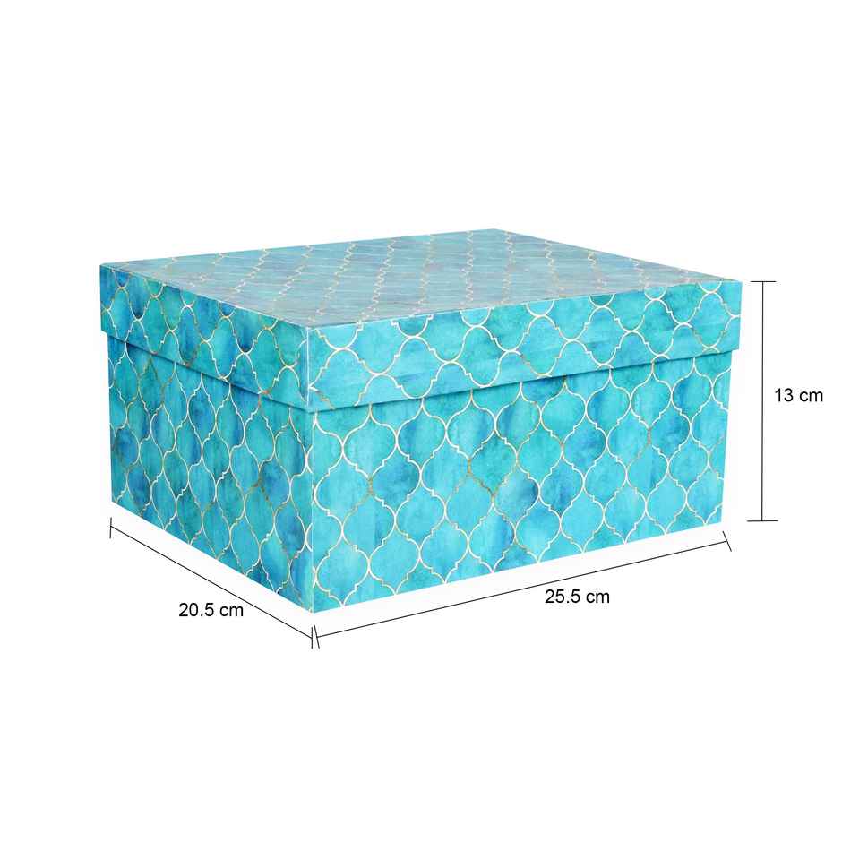 Itsy Bitsy Gift Box Moroccan Trellis Aqua Shimmer L25.5 x W20.5 x D11 cm 