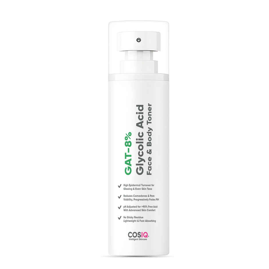 CosIQ GAT 8% Glycolic Acid Face Toner With Glycerine And Cucumber Extract