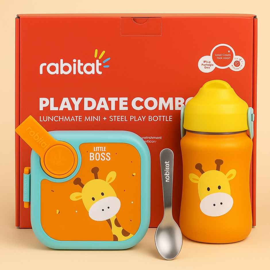 Rabitat Play Date Combo 2.0 | Kids Lunch Box & Water Bottle Gift Set (Food-Grade)