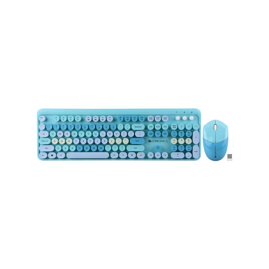 Zebronics Companion 301 2.4Ghz Wireless Keyboard & Mouse Combo With Uv Printed (Aqua Green)