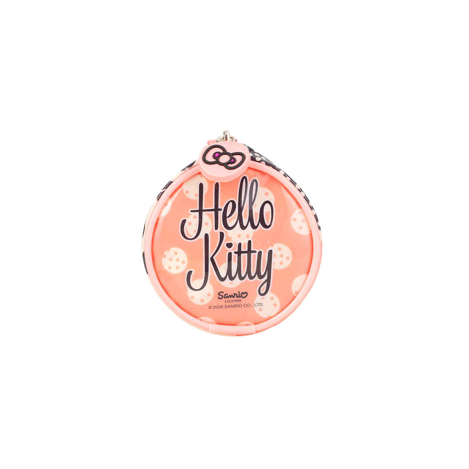 Striders Hello Kitty Pencil Case - Pink Round Design, Kids & Girls Stationery Pouch