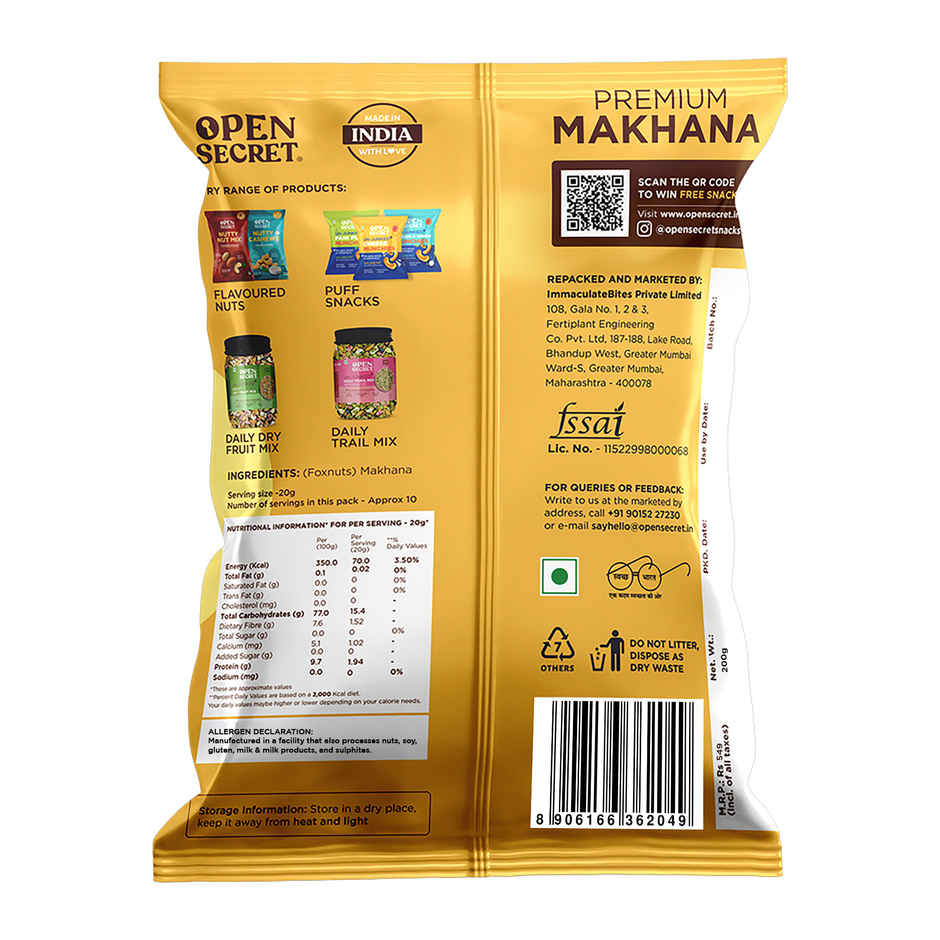 Open Secret Plain Makhana | Roasted & Crunchy | Healthy Superfood | Rich in Protein