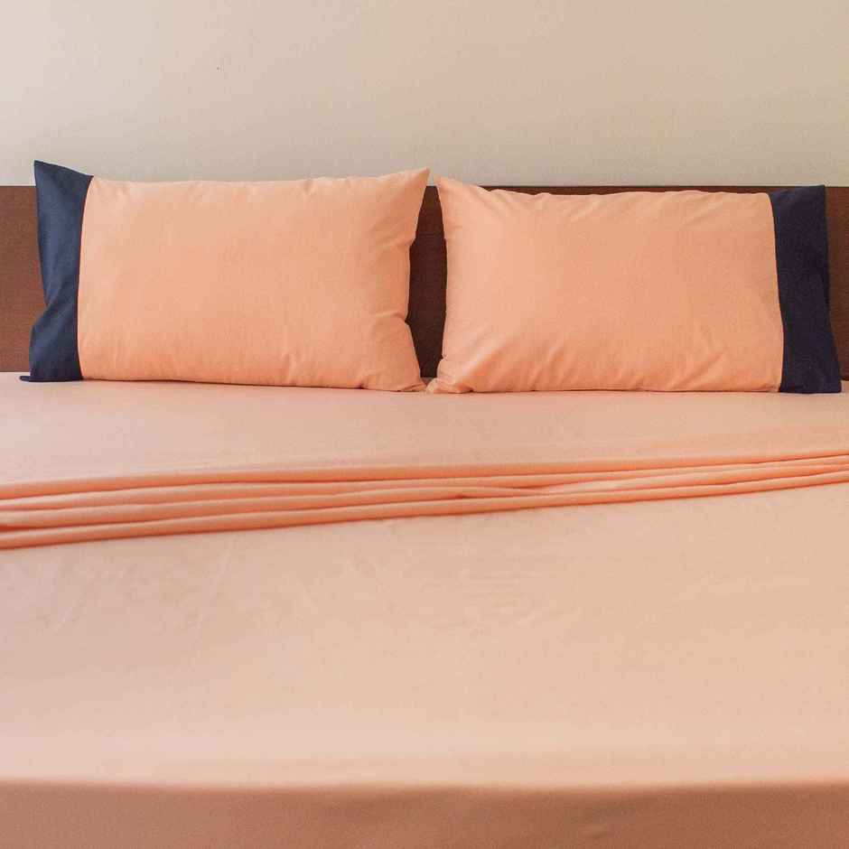 10club Highlight 100% Cotton Pillow Cover, Peach and Blue