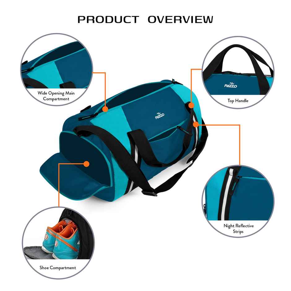 Pazzo Cross 28L Gym Duffel Bag | Travel | Sports | Unisex Bag with Shoe Compartment & Pockets