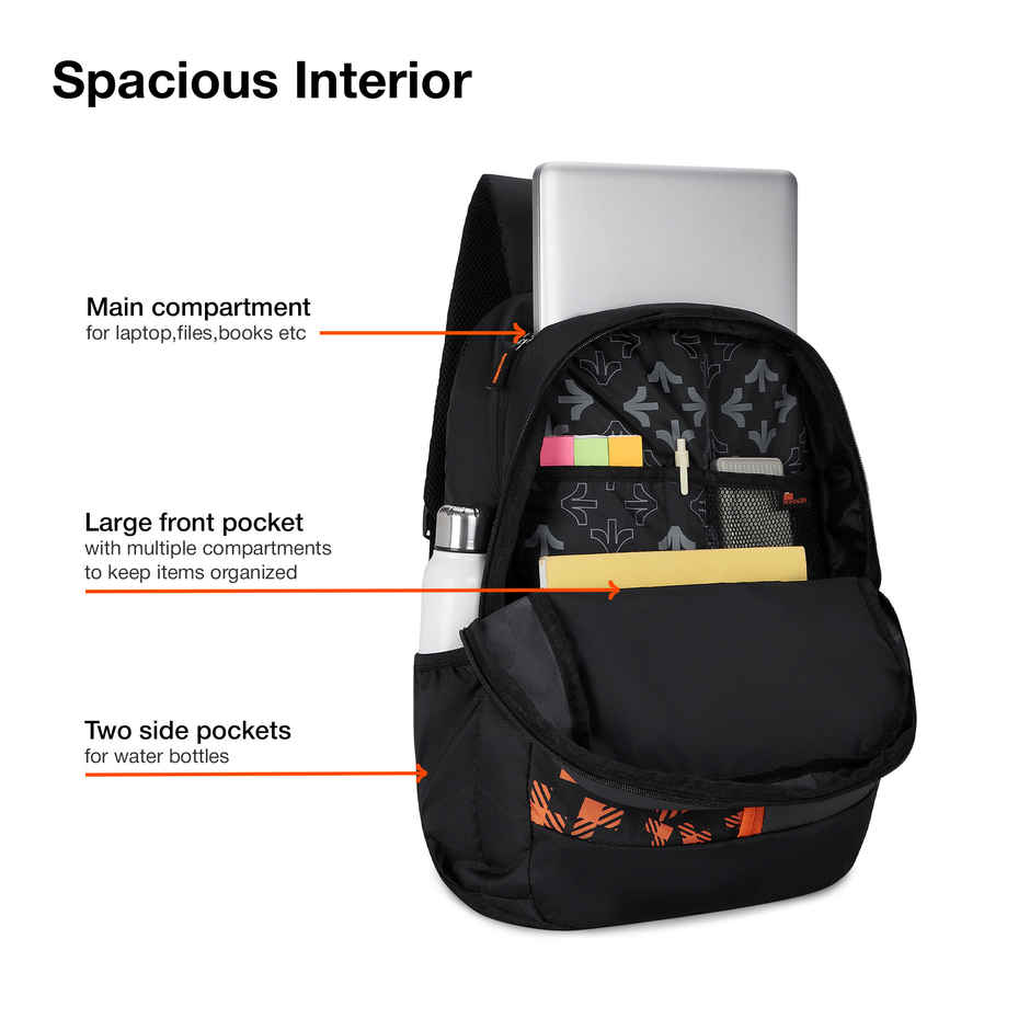 Nasher Miles Tetris Polyester Laptop Backpack with Rain cover | Black - 36 L